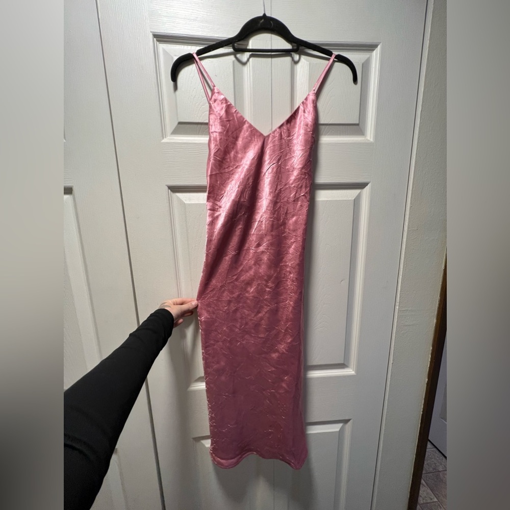 Vanessa Mooney Slip Dress - Crushed Satin - Pink - Small